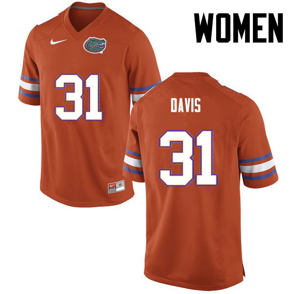 Florida Gators Women #31 Shawn Davis College Football Orange